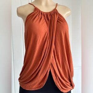 Free People Rust Orange Draped Halter Tank